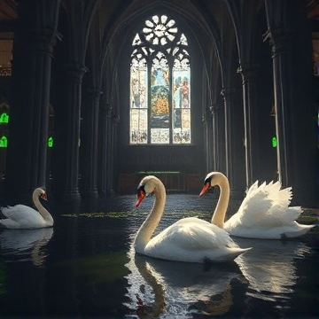 Swans in the Shadowed Cathedral-fyodorscum-AI-singing